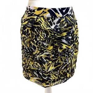Vintage CACHE Satin Ruffled Tiered Skirt Animal Print 0